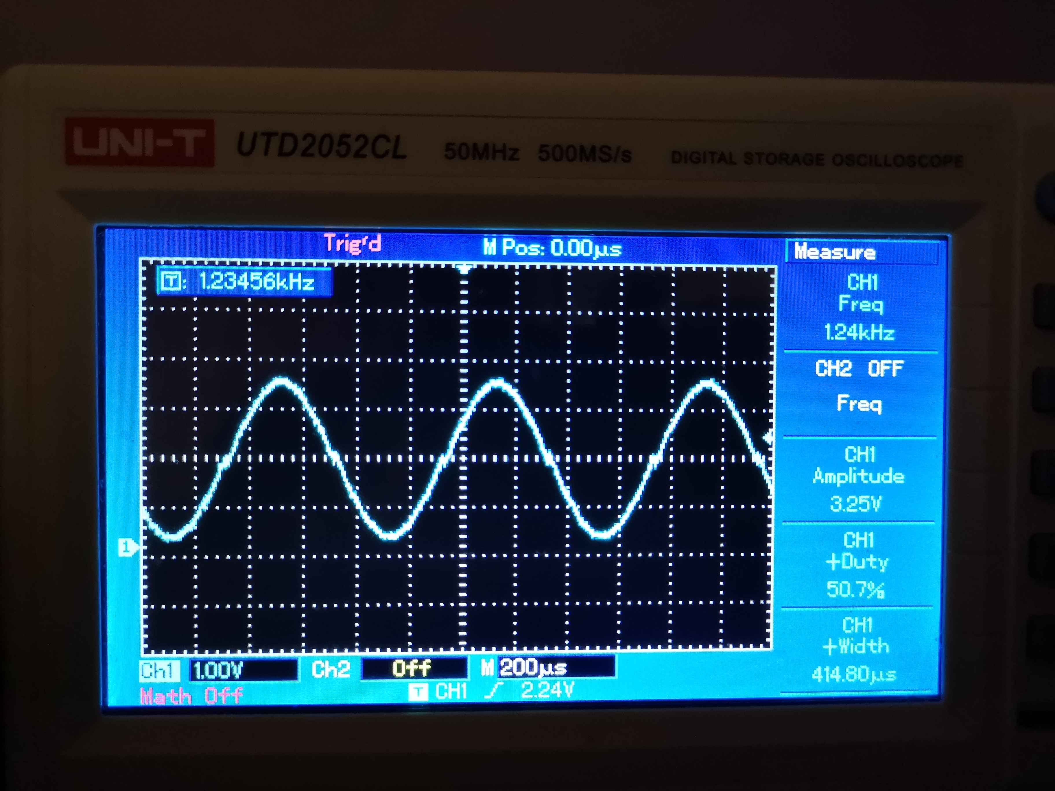sine wave on oscilloscope