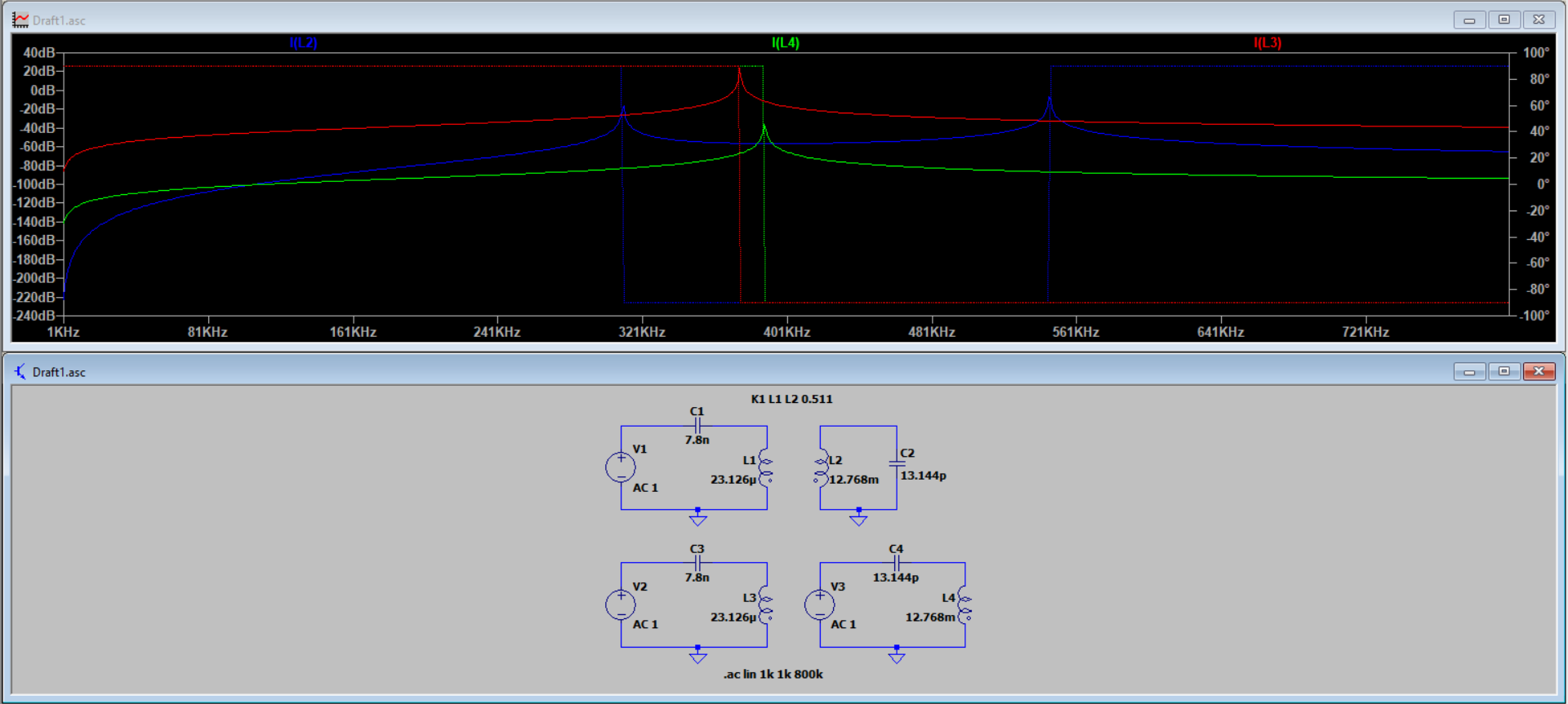screenshot of ltspice simulation