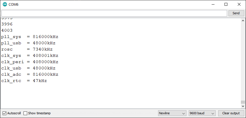 screenshot of serial monitor
